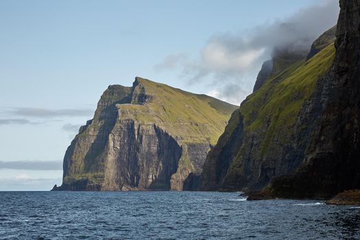 Wild and rocky coast of Faroe Islands, Denmark.