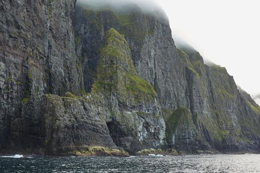 Wild and rocky coast of Faroe Islands, Denmark.