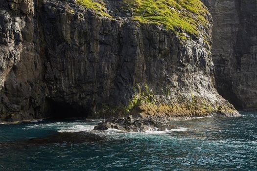 Wild and rocky coast of Faroe Islands, Denmark.