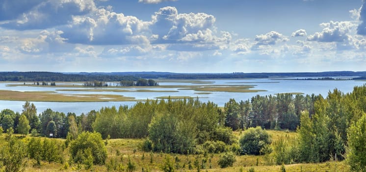 Landscape with lake Strusta in Braslaw district, Belarus