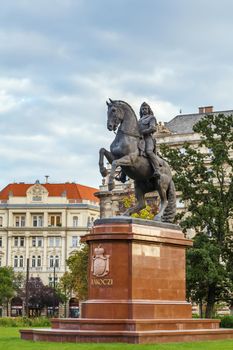 Equestrian statue of Ferenc II Rakoczi in Budapest, Hungary