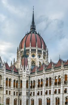 Hungarian Parliament Building was designed in neo-Gothic style and opened in 1902, Budapest, Hungary