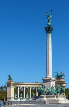 Millennium monument on Heroes' Square in Budapest, Hungary. 