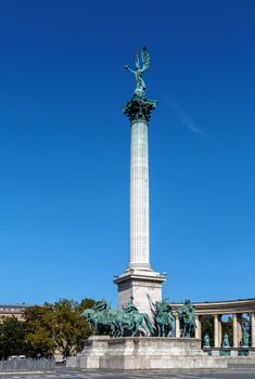 Millennium monument on Heroes' Square in Budapest, Hungary. 