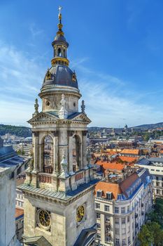 View of tower of St. Stephen's Basilica, Budapest, Hungary