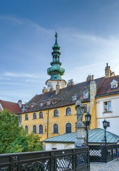 View of trower of Michael's Gate in Bratislava, Slovakia