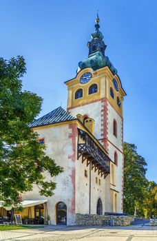 Banska Bystrica Town Castle with clock tower and barbican, Slovakia