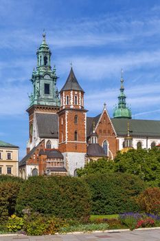 Royal Archcathedral Basilica of Saints Stanislaus and Wenceslaus on the Wawel Hill also known as the Wawel Cathedral in Krakow, Poland