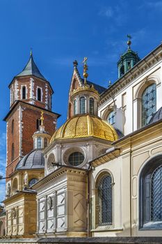 Royal Archcathedral Basilica of Saints Stanislaus and Wenceslaus on the Wawel Hill also known as the Wawel Cathedral in Krakow, Poland. Sigismund's Chapel and Vasa Dynasty chapel 