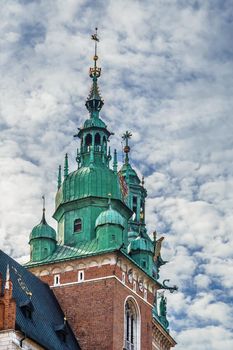 Sigismund Tower and Cliock tower of Wawel Cathedral in Krakow, Poland