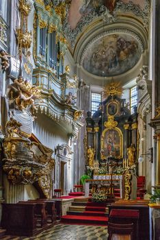 Church of St. Andrew in the Old Town district of Krakow, Poland is a historical Romanesque church built between 1079 and 1098. Interior