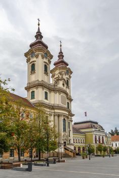 St. Anthony's Church in Padua is the dominant building on Dobo Istvan Square in Eger, Hungary