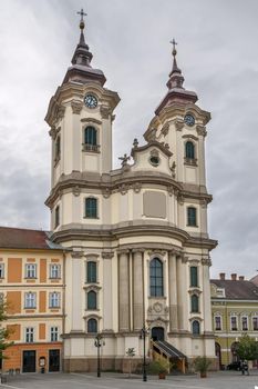 St. Anthony's Church in Padua is the dominant building on Dobo Istvan Square in Eger, Hungary