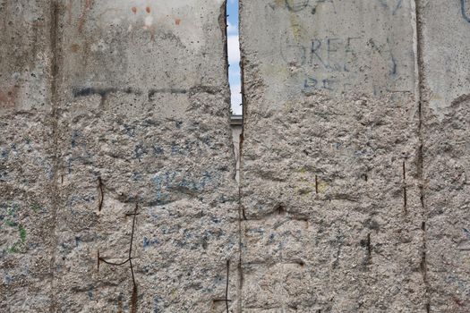 Detail of the remains of the Berlin Wall, Berlin, Germany. Segments of wall left as a reminder of events leading up to the fall of the wall in November 1989.