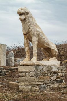 Ancient Statue of Lion on Island of Delos Greece