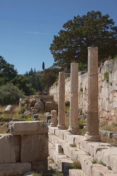 Ruins of Delphi is ancient sanctuary that grew rich as seat of oracle that was consulted on important decisions throughout ancient classical world. UNESCO World heritage.