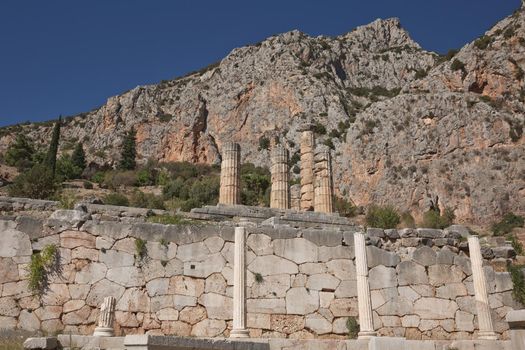Ruins of Delphi is ancient sanctuary that grew rich as seat of oracle that was consulted on important decisions throughout ancient classical world. UNESCO World heritage.