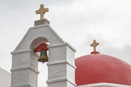 Church with Red Dome in Mykonos Greece