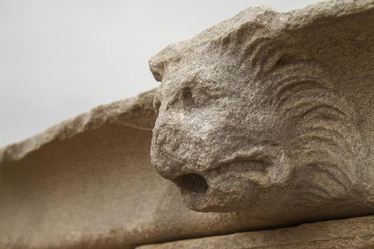 Close Up of Statue on Island of Delos Greece