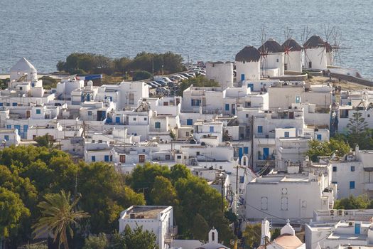 Mykonos Greece with Its Famous Four Windmills