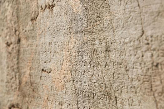 Old Writing at The Historical Site of Delphi, Greece