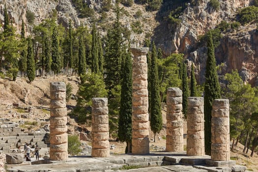 The Temple of Apollo at Delphi, Greece in a summer day