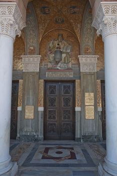 Beautiful church entrance on island of Zakynthos in Greece.