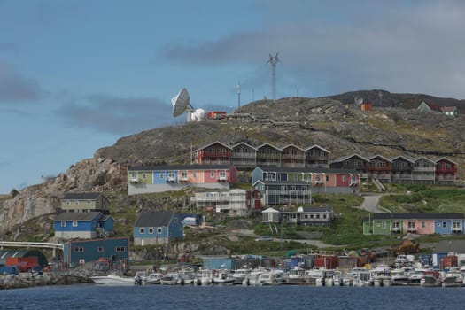 View of Qaqortoq in Greenland. The town is located in southern Greenland with a population of around 4,000 people.