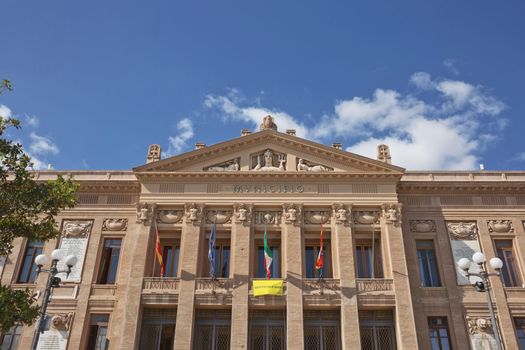 Perspective view of downtown city hall of Messina, Sicily, Italy.