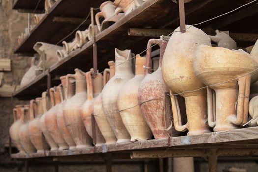 Pottery Issued from Excavations of Pompeii in Italy