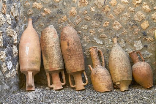 Pottery Issued from Excavations of Pompeii in Italy