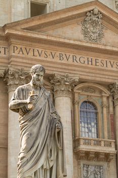 Statue of St. Peter by Giuseppe de Fabris at St Peter's Square, Vatican City, Italy.