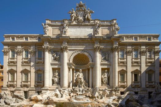 Wide Angle View of The Famous Trevi Fountain in Rome Italy