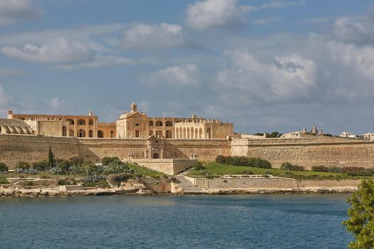 Old beautiful palace in Valletta in Malta.