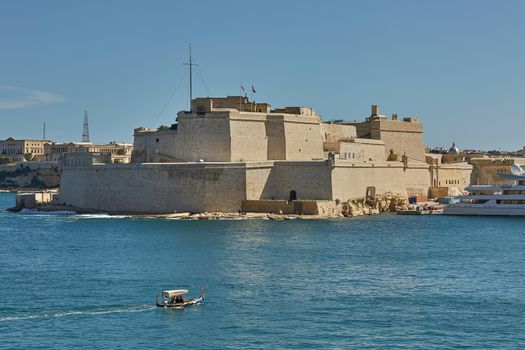 View of Saint Angelo and old town of Valletta in Malta.