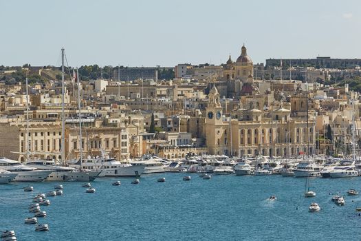 View of an old town and port area of Valletta in Malta.