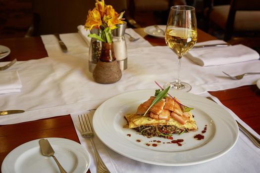 Traditional Peruvian Fish Trucha Served in a Restaurant.