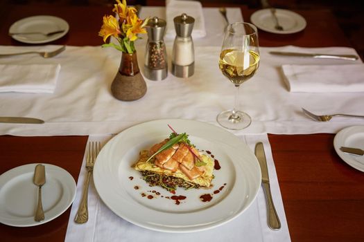 Traditional Peruvian Fish Trucha Served in a Restaurant.