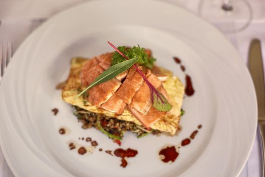 Traditional Peruvian Fish Trucha Served in a Restaurant.