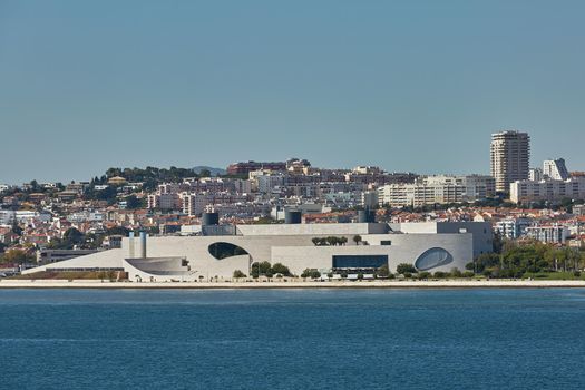 Cityline of Lisbon in Portugal over the Tagus river