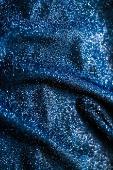 Luxe glowing texture, night club branding and New Years party concept - Blue holiday sparkling glitter abstract background, luxury shiny fabric material for glamour design and festive invitation