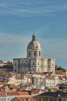 View of national pantheon and cityline of Alfama in Lisbon, Portugal