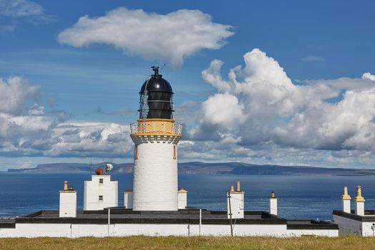 Dunnet Head Lighthouse stands on the cliff top of Easter Head on Dunnet Head. The lighthouse was built in 1831 by Robert Stevenson, grandfather of Robert Louis Stevenson