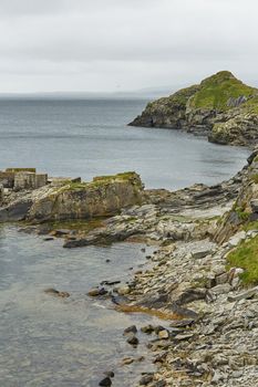 Coastal view toward the Knab in Lerwick, which is the main port on the Shetland Isles, Scotland