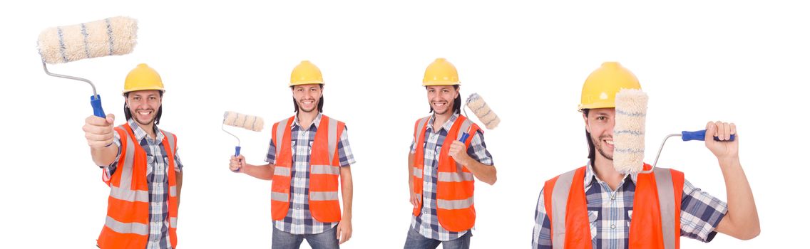 Funny painter isolated on white