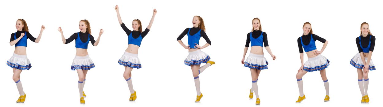 Cheerleader isolated on the white background