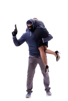 Businesswoman is kidnapped by the gunman