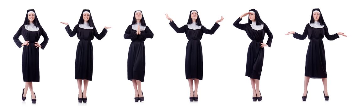 Nun isolated on the white background
