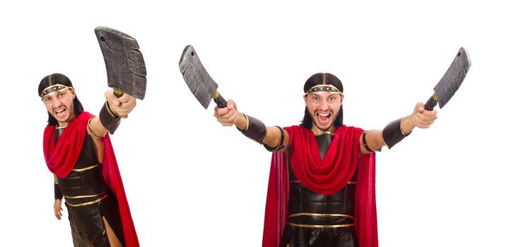 Gladiator with cleaver isolated on white