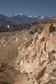 The famous sillar stone quarry, Peru. A light coloured volcanic rock used in many famous colonial buildings in Arequipa, leading to the name The White City.